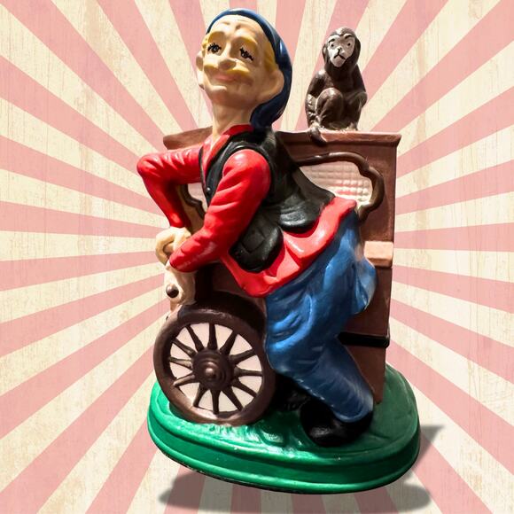 Vintage Organ Grinder with Monkey Figurine Music Box – Hand-Painted Collectible - Picture 3 of 6
